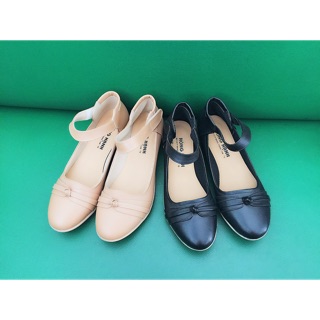 Giày bít da đế bằng 4p