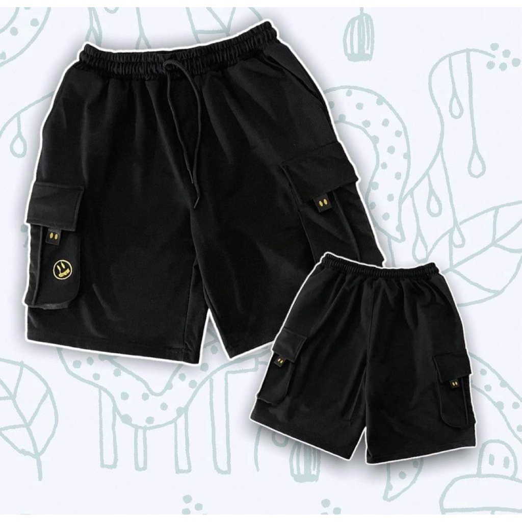 Quần short thun nam túi hộp DREW đen năng động trẻ trung