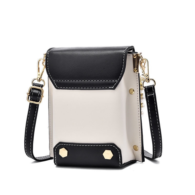 Túi đeo chéo hình vuông nhỏ đính ngọc trai thời trang cho nữ