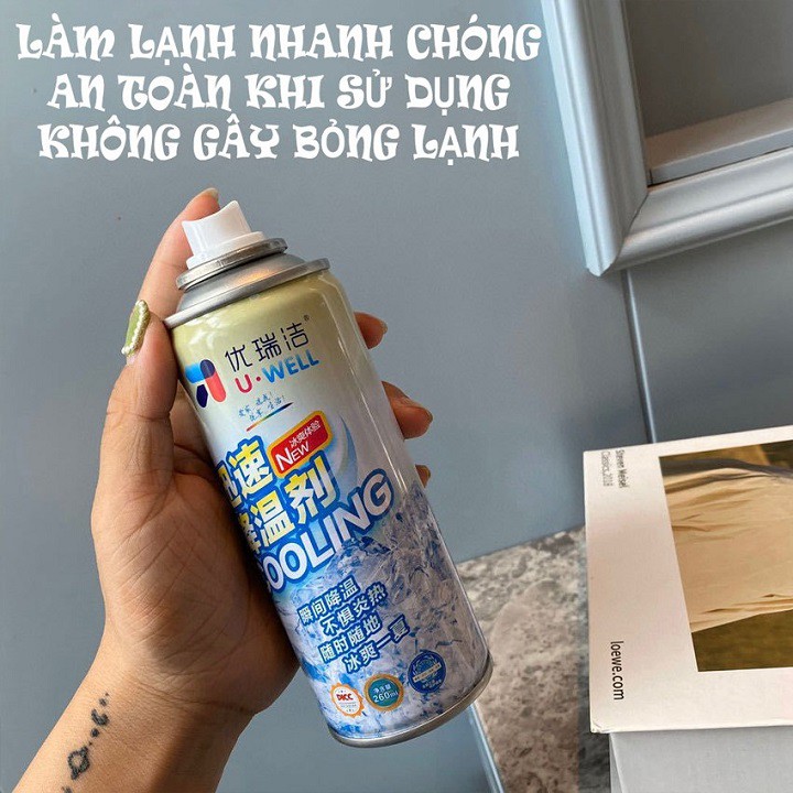 ❤️FREE SHIP❤️Bình Xịt Lạnh Thể Thao 260ml COOLING_Hạ Nhiệt Nhanh, Chống Nắng Nóng, Làm Mát Xe, Tiện Lợi, An Toàn