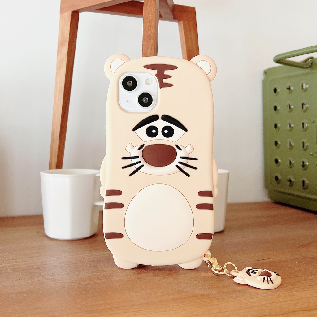 Ốp Điện Thoại Mềm Chống Sốc In Hình Hổ Hoạt Hình Cho iPhone 7 8P X XS XR XSMAX 11 12 13promax Add pendant to prevent falling