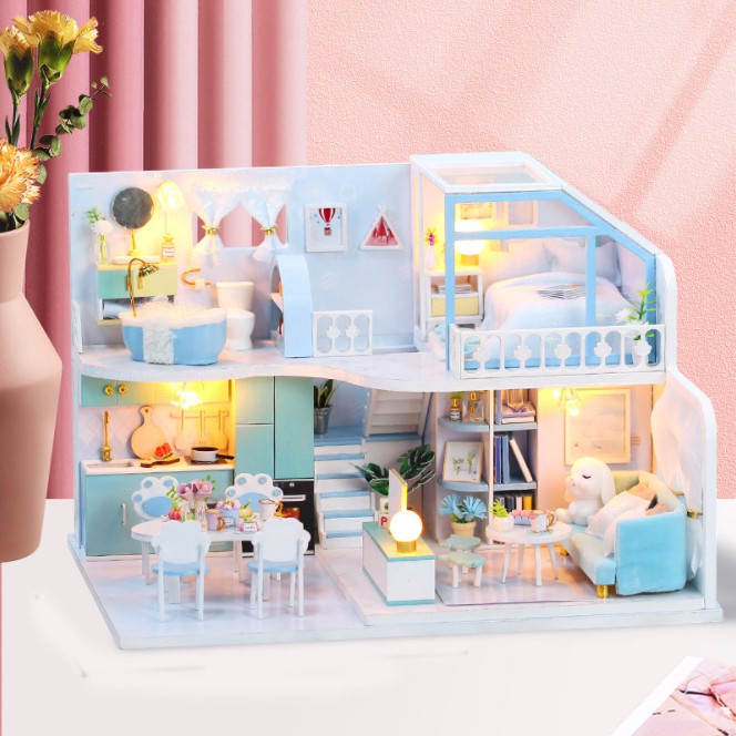Mô Hình Nhà Búp Bê DIY - Crush Blue K057 ( Tặng Kèm Keo )
