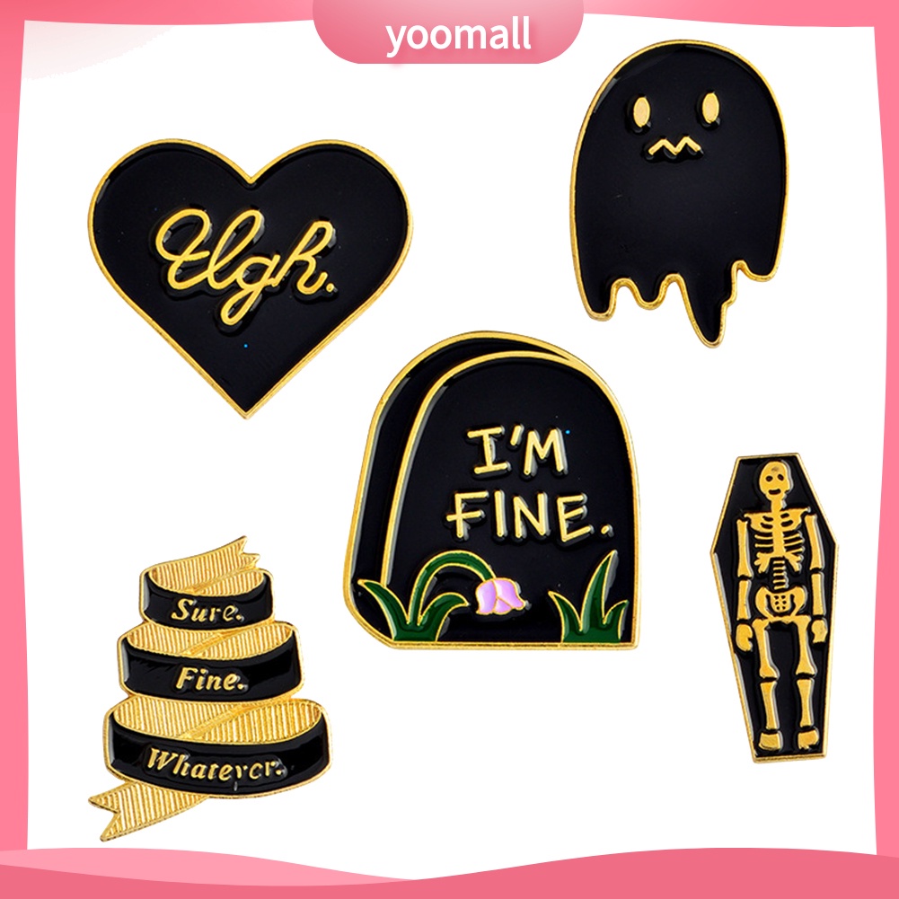 Ghim cài hình bộ xương/bia mộ chủ đề Halloween độc đáo