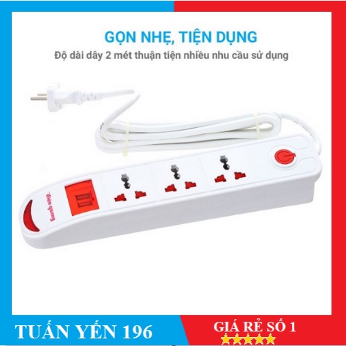 Ổ Cắm Điện Quang Siêu Tiện Lợi (Kiểu Tàu Siêu Tốc, 3 Lỗ 3 Chấu, 2 USB)