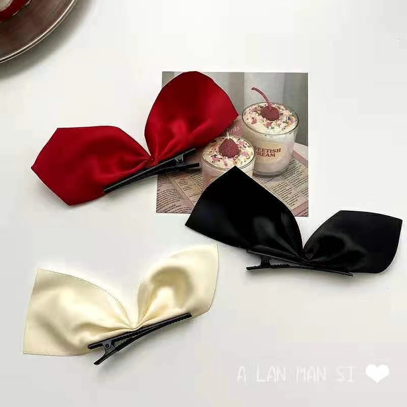 <2 Cái> Kẹp Tóc Nơ Màu Đỏ