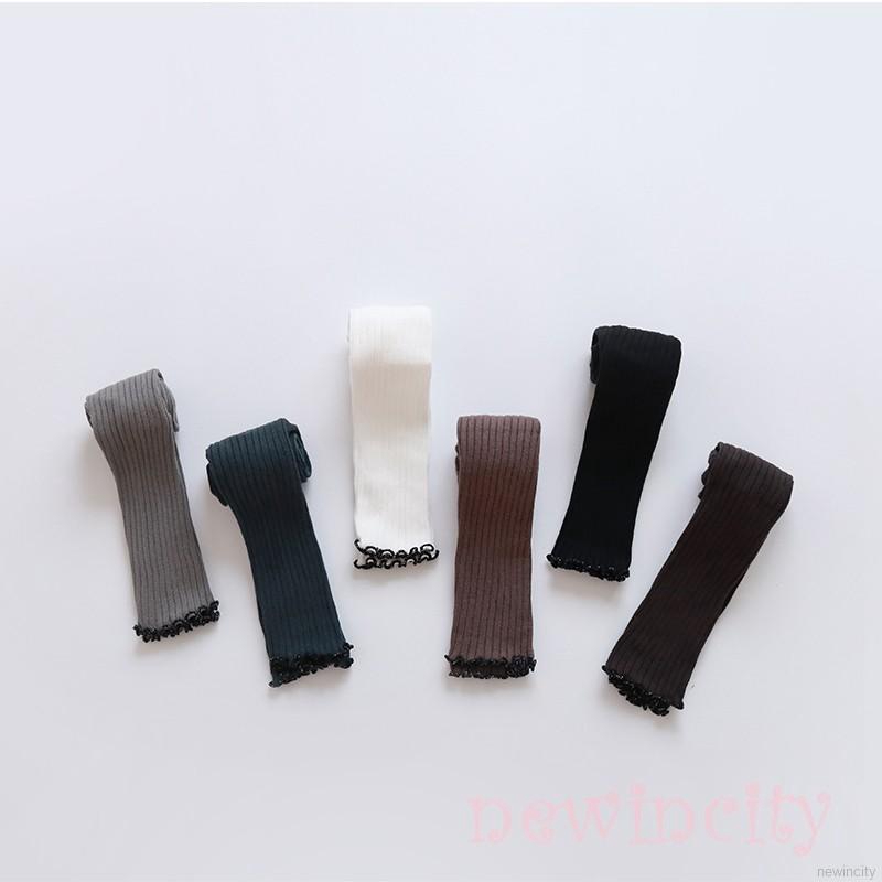 Quần legging dài phối viền ren phong cách Hàn Quốc thời trang xinh xắn cho bé gái