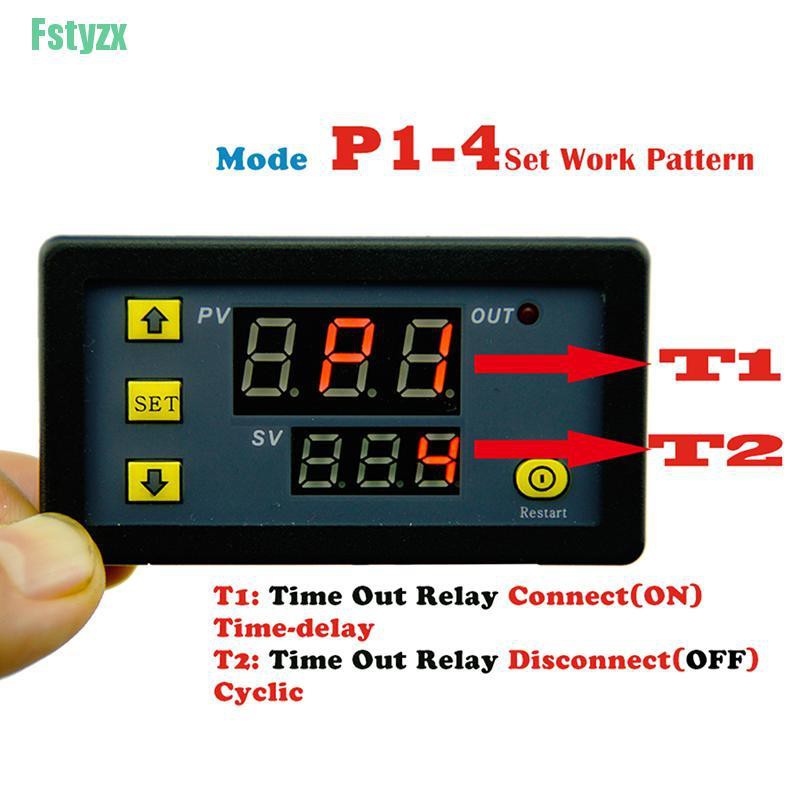 fstyzx DC 12V 20A Digital Display Time Delay Relay Timing Timer Cycling Module 0-999h