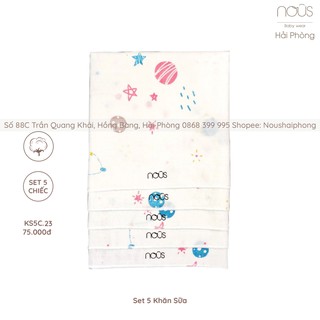 Set 5 khăn sữa trắng hành tinh gấu nous