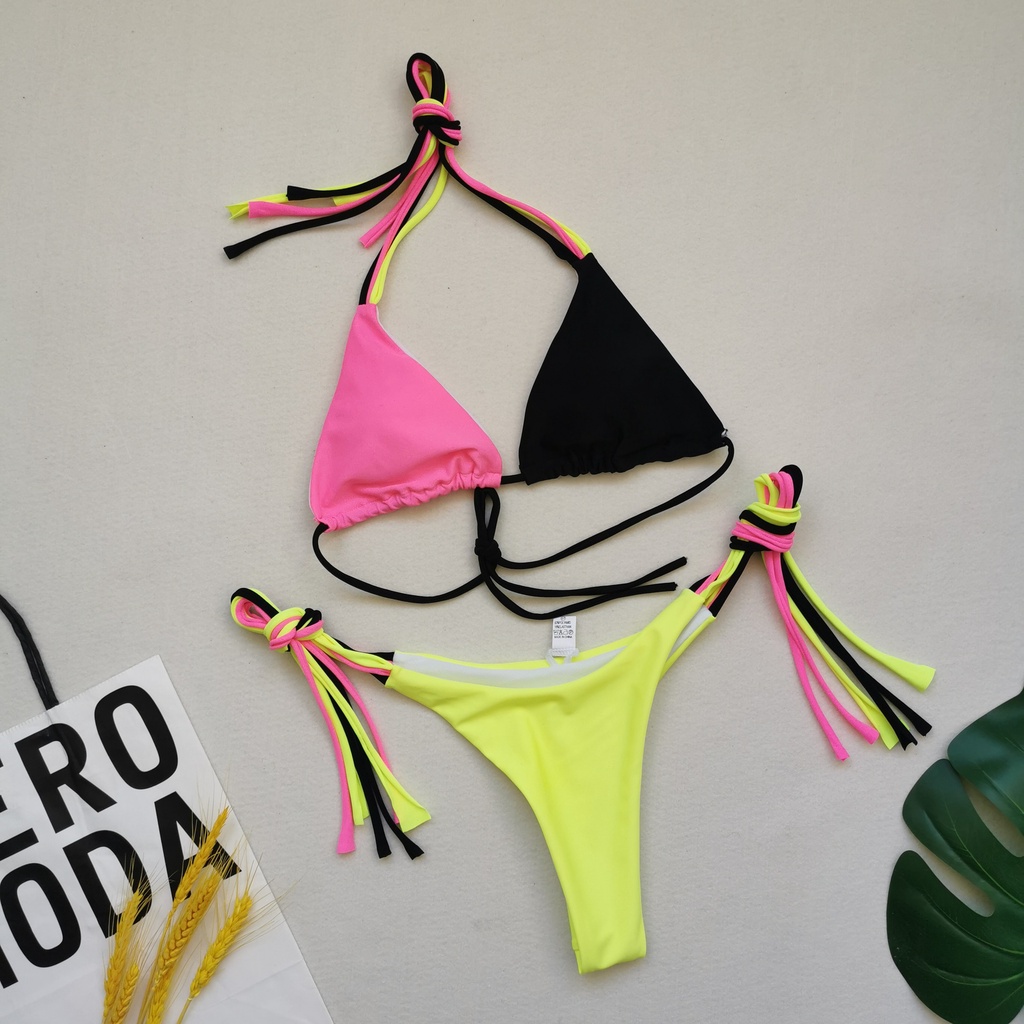 Mới Bộ Đồ Bơi Bikini Phối Màu Tương Phản Quyến Rũ Cho Nữ