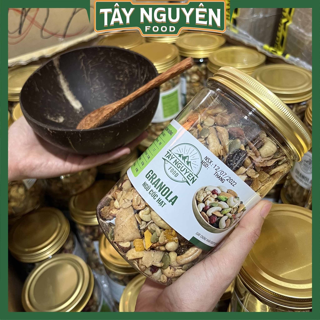 Combo Granola 500Gr + Hạt Mix 7 Loại 500Gr (Tặng Gáo Dừa + Thìa Gỗ)