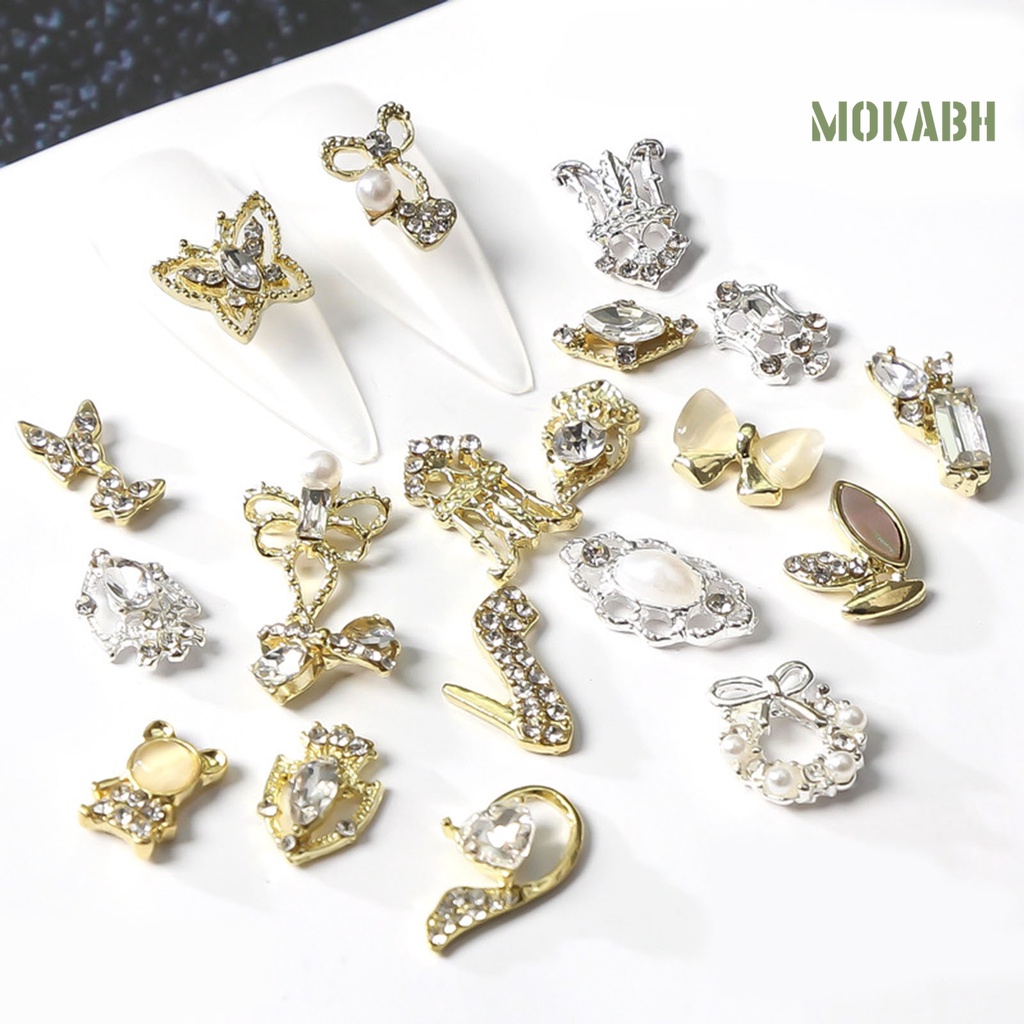 Set 10 Phụ Kiện Trang Trí Móng Tay Nghệ Thuật Bằng Hợp Kim Nhiều Hình Dạng Không Phai AB Phong Cách Vintage Charms Dành Cho Nữ