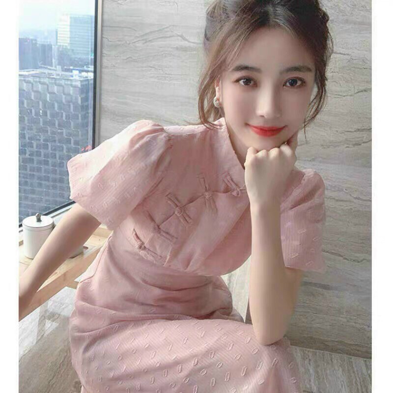 Đầm Lụa Hoa Sườn Xám Cao Cấp