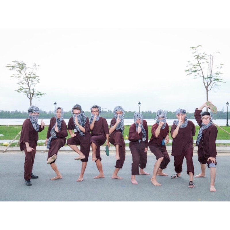 Bà ba nam nâu/đen vải kate cao cấp kèm khăn rằn/quần áo chú Cuội nhân dịp Trung thu