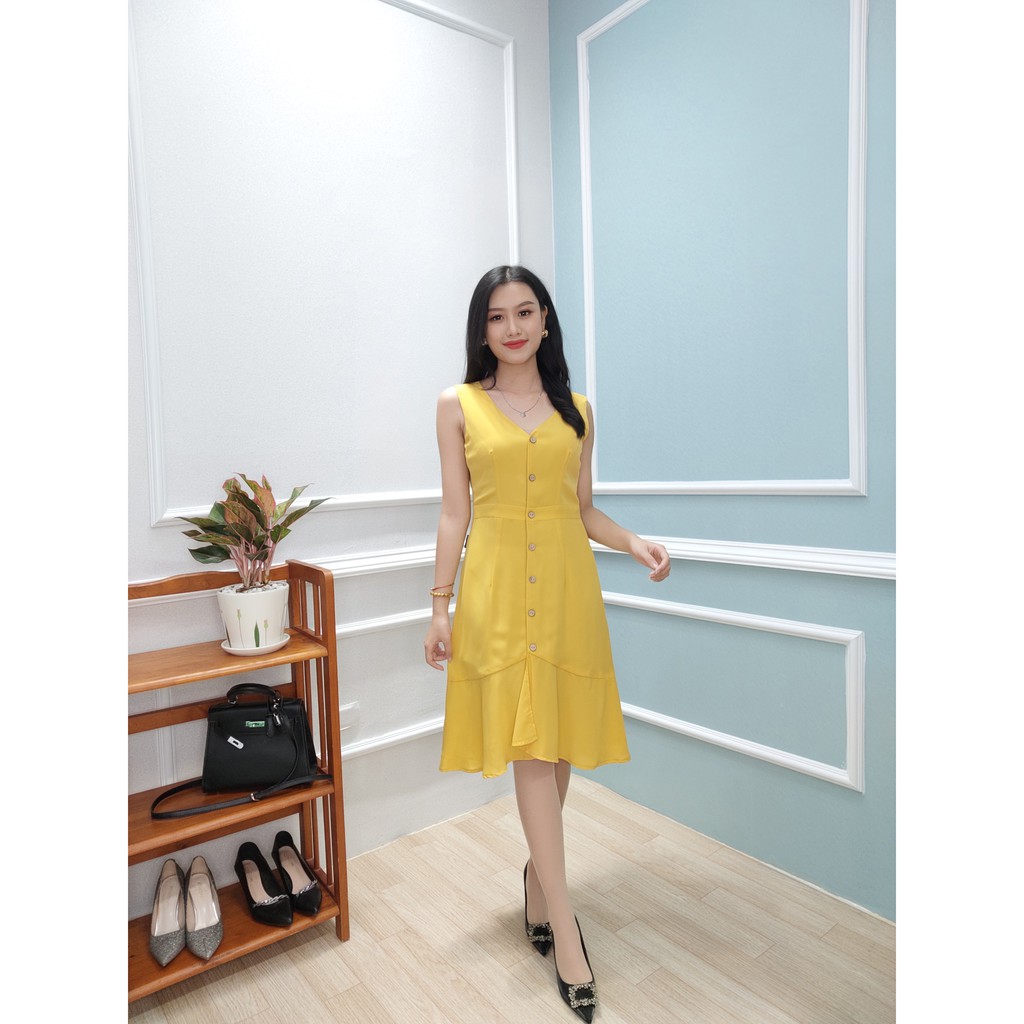 Đầm lụa SEFA sát nách cổ tim đuôi cá SFT3015