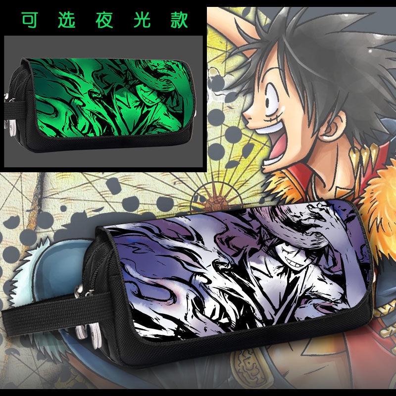 Hộp Đựng Bút Chì Hai Chiều Vải Canvas Sức Chứa Lớn In Hình Anime One Piece Merchandise Luffy Cho Nam Và Nữ