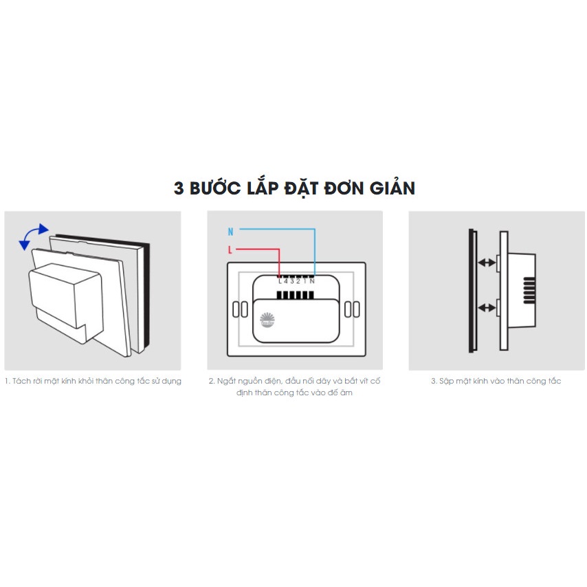 Công tắc thông minh cao cấp rạng đông - Công tắc cảm ứng 1 nút kết nối Wifi