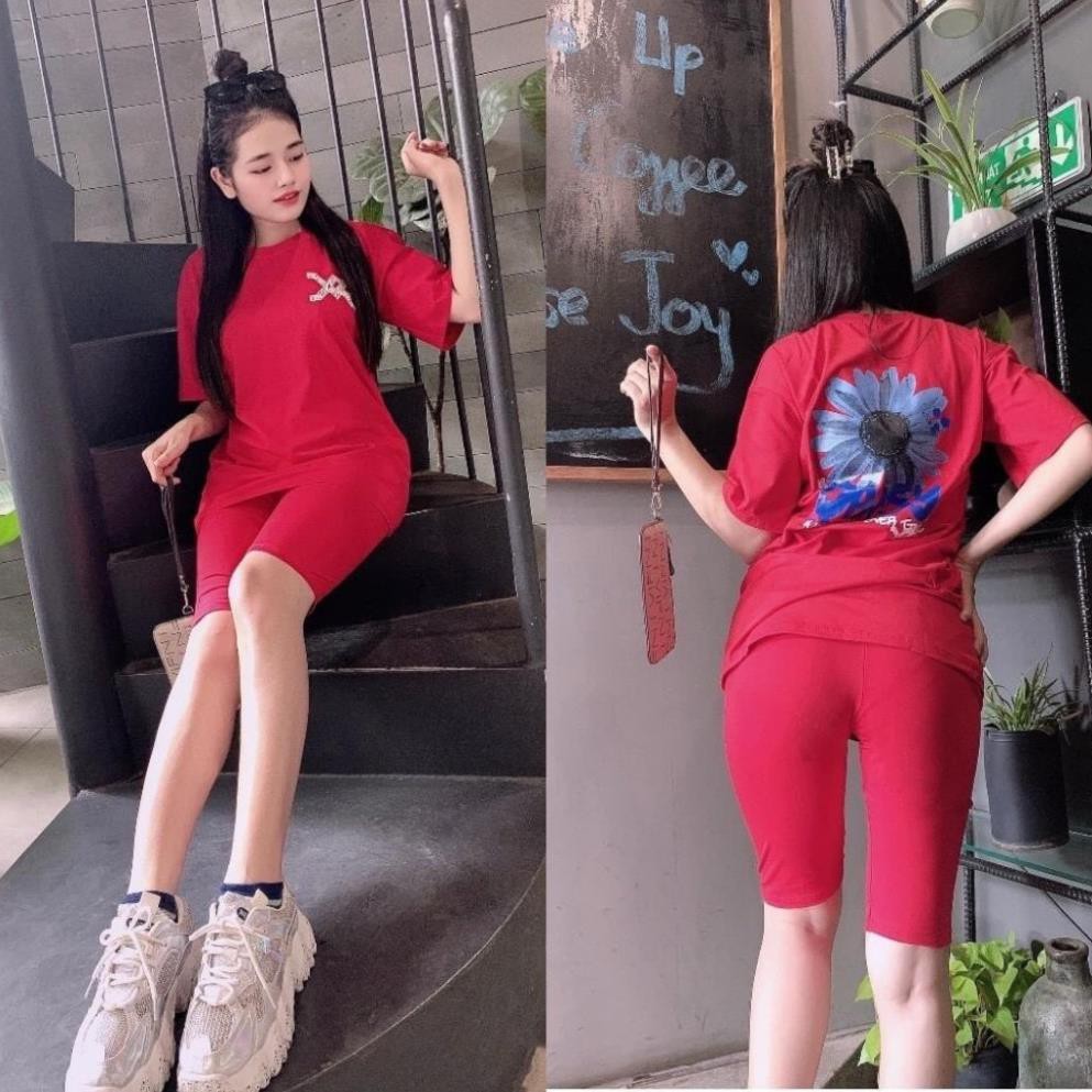 Đồ bộ nữ HCL331 đồ bộ mặc nhà chất cotton đẹp quần lửng hình in hoa cúc Size 40KG - 80KG | BigBuy360 - bigbuy360.vn