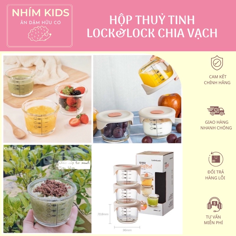 Hộp đựng thức ăn cho bé Lock&amp;Lock có vạch chia 230ml LLG508S3 - Hàng Chính Hãng