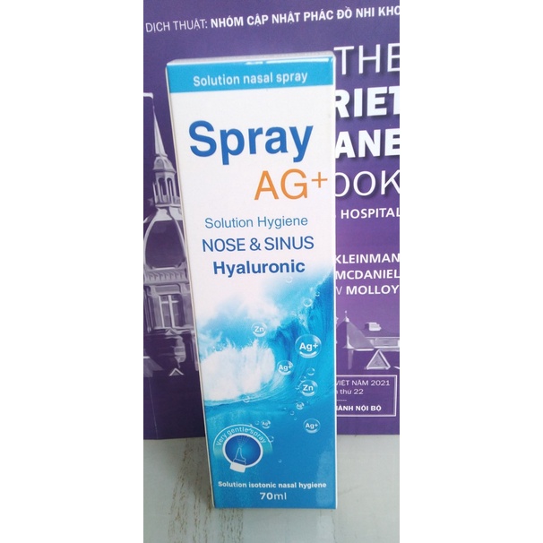 Xịt mũi Spray Ag-kết hợp nước muối biển, nano Bạc,Hyaluronic acid, giúp làm sạch, thông mũi, chống nghẹt mũi, chảy mũi