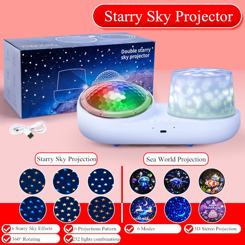 Bộ 12 Đèn Chiếu Hình Đại Dương Galaxy 3D Độc Đáo Trang Trí Phòng Ngủ Cho Bé