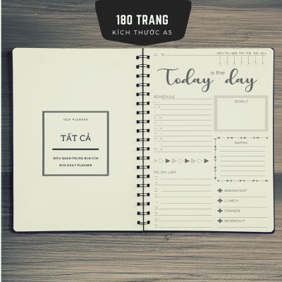 Sổ tay planner A5 180 trang phát triển bản thân toàn diện mục tiêu, công việc, thói quen tốt, tài chính của Self Planner