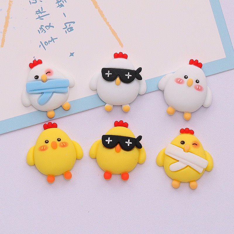 Charm (C505) slime/ Dụng Cụ Charm Trang Trí [Ko Keo &amp; Nút] Bé Gà Con Cá Tính
