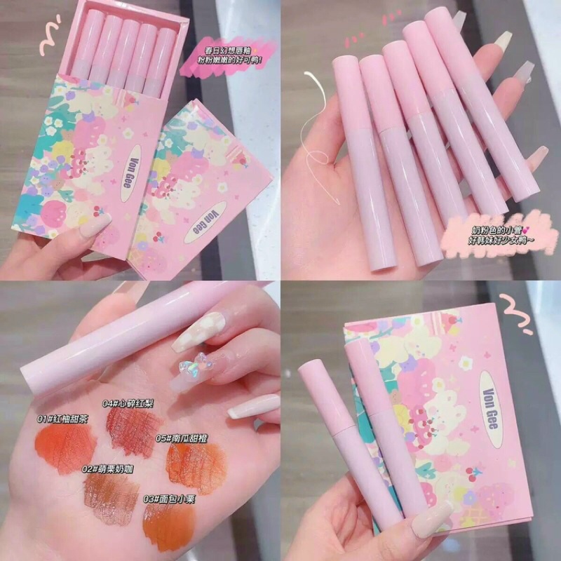 Sét son kem Thỏ xanh hồng Vongee 5 cây