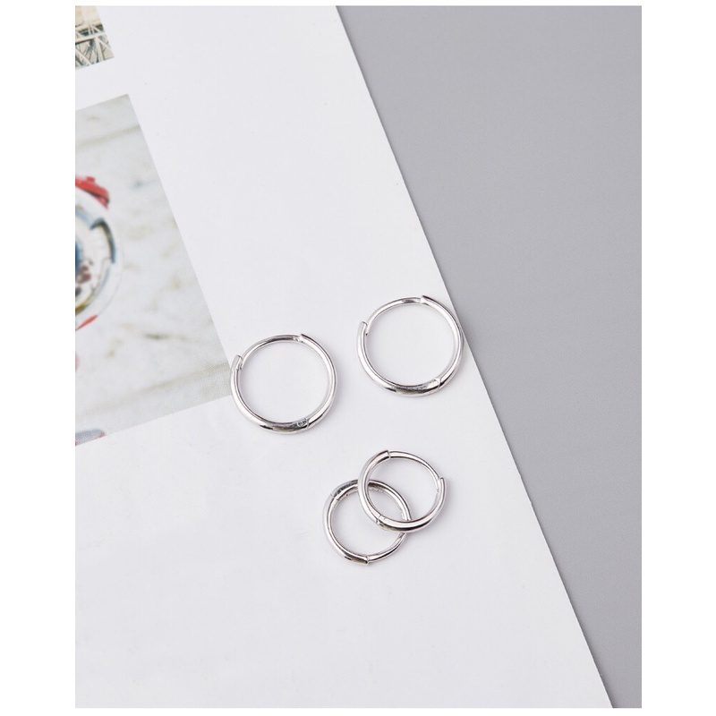 Khuyên titan ft Bạc , Khuyên tròn (màu sáng bạc)  circle earring