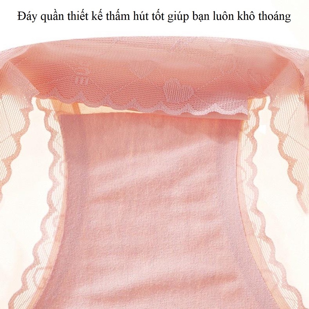 Quần Lót Nữ Lụa Băng - Quần Chip Nữ Mềm Phối Cạp Ren Tim Mềm Mại gợi cảm tôn dáng sexy - QL06
