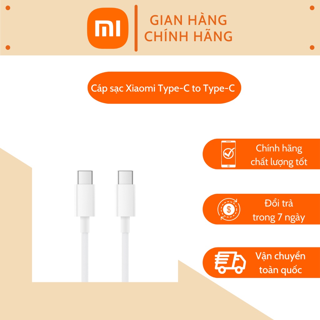 Cáp sạc (cab sạc) Xiaomi Type-C to Type-C 1.5m - Hàng chính hãng [ Bảo hành 06 tháng ]
