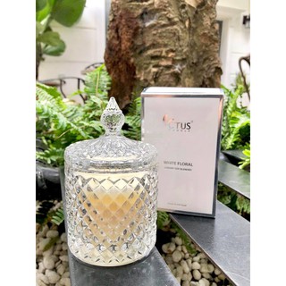 White Floral - Cốc nến thủy tinh