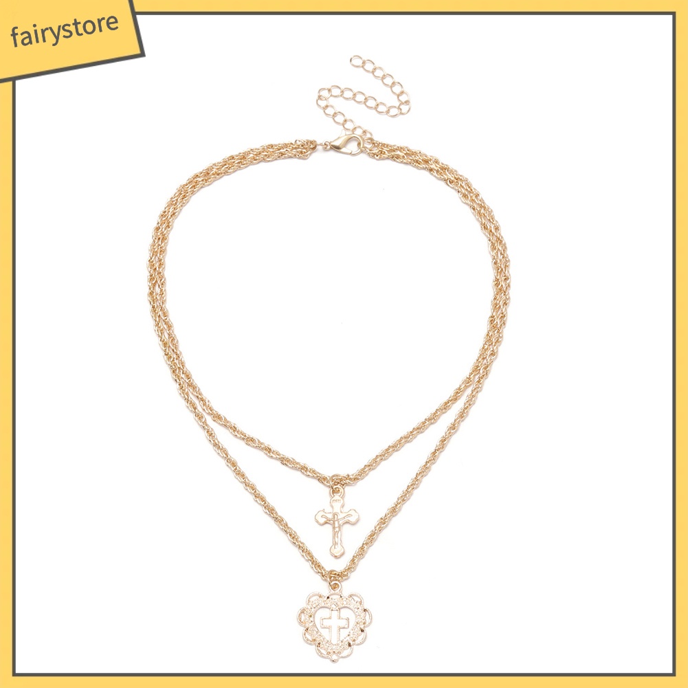 Vòng cổ choker 2 tầng mặt thánh giá thời trang nữ tính