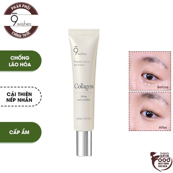 Kem Dưỡng Mắt Chống Lão Hóa, Cải Thiện Nếp Nhăn 9 Wishes Collagen Lifting Anti-wrinkle Eye &amp; Face Cream 40ml