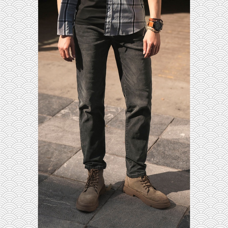 Quần jeans nam slimfit co giãn không phai màu hơi ôm vải bò cao cấp giữ form xanh xám đen trơn CH-QDJE-001-LEB