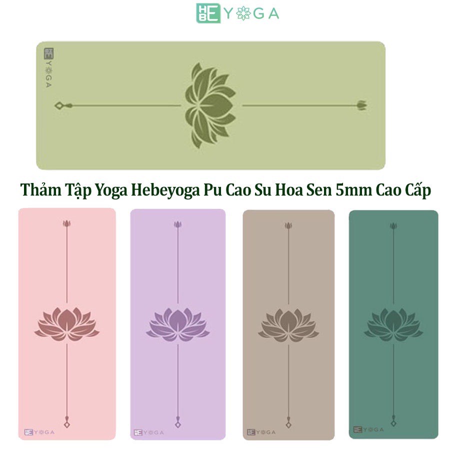 Thảm Tập Yoga Gym Định Tuyến Hebeyoga Pu Cao Su 5mm Chống Trượt Thấm Hút Mồ Hôi Họa Tiết Hoa Sen Cao Cấp