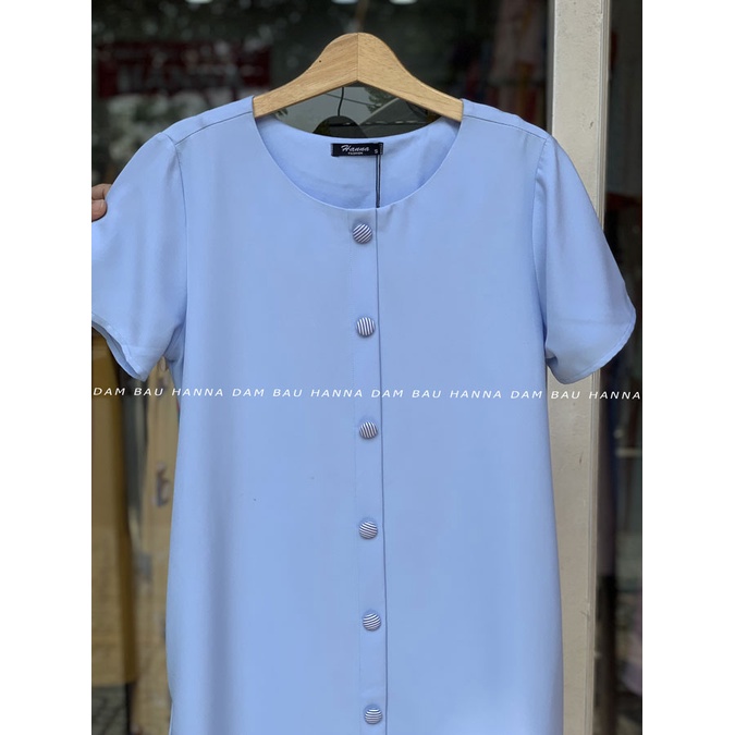 [HANNA] Đầm bầu công sở fom A dáng dài qua gối có size 80kg chất vải cao cấp thoáng mát mùa hè lên dáng gọn có 2 túi bên