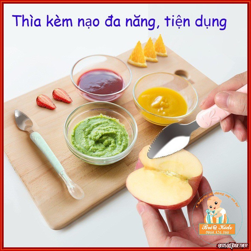 Thìa nạo nhỏ hoa quả cho bé tập ăn dặm 2 in 1