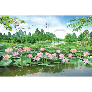 Tranh dán tường VTC phong cảnh thiên nhiên hồ sen UD0215