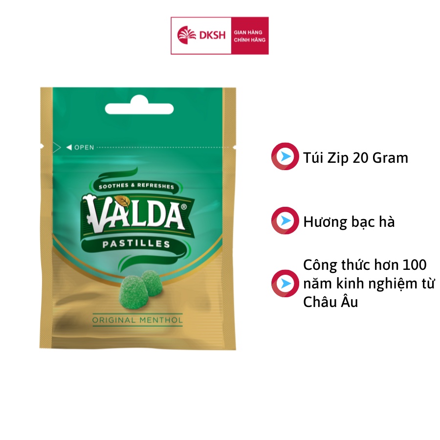 Kẹo dẻo VALDA Vị bạc hà truyền thống – Túi Zip 20g