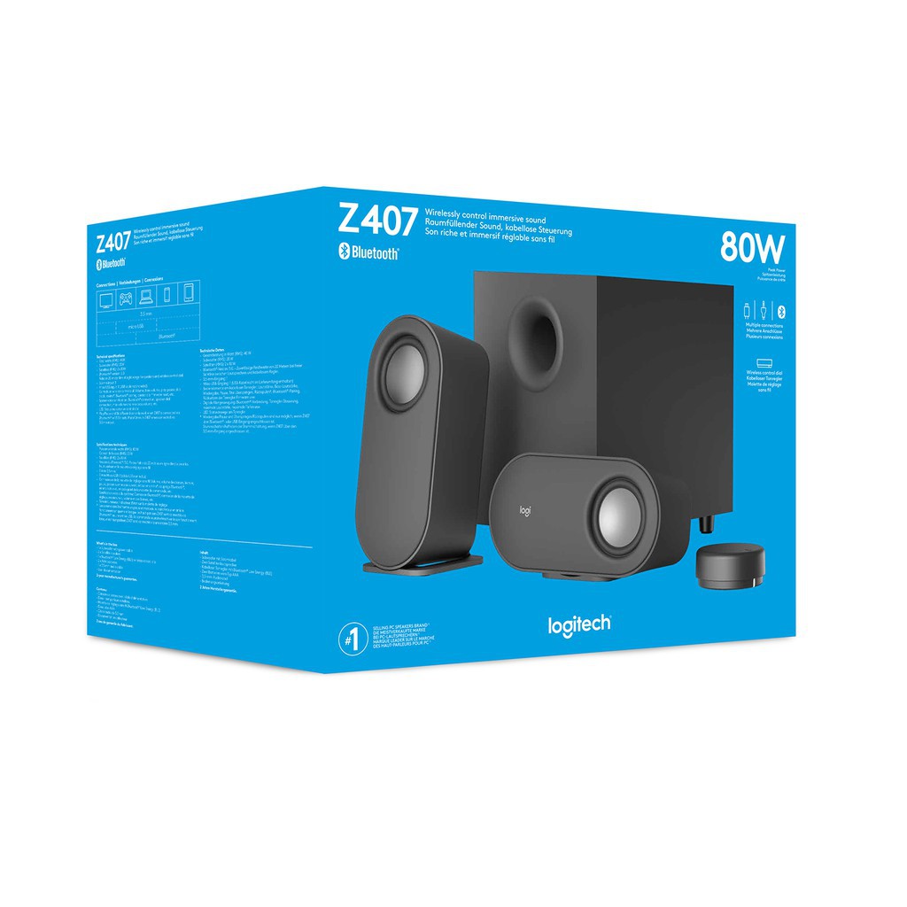 Loa Vi Tính Logitech Z407 Bluetooth, công suất 80W - Hàng chính hãng