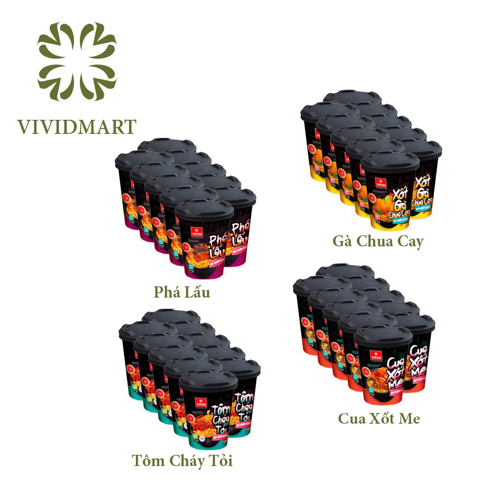 MÌ LY TRỘN VIFON  VỊ PHÁ LẤU / GÀ CHUA CAY / TÔM CHÁY TỎI / CUA XỐT SỐT ME - LY 75g - VIFON