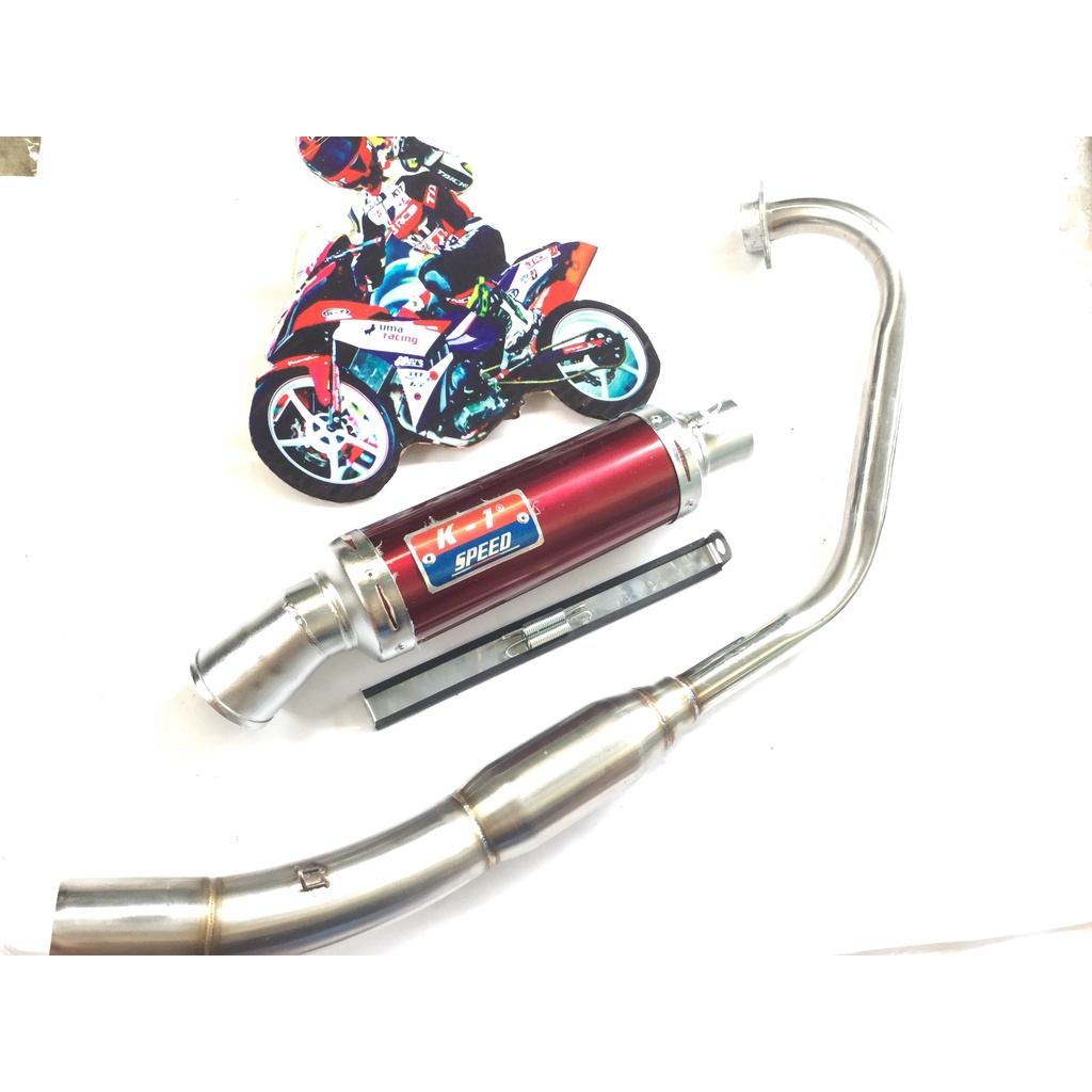 Pô K1 ĐỎ cả cổ bầu hơi inox exicter, winer, sonic, raider, satria, gsx, fz, tfx, cbr, r15,...