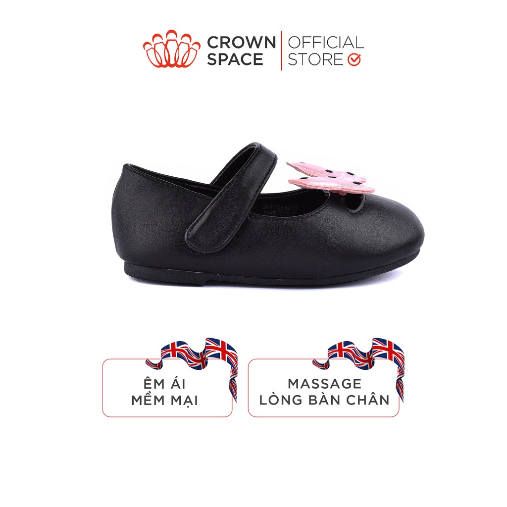 Giày Búp Bê Bé Gái Đi Học Đi Chơi Crown Space UK Ballerina Trẻ Em Cao Cấp CRUK3116 Màu Đen, Hồng Size 20-25/2-10 Tuổi