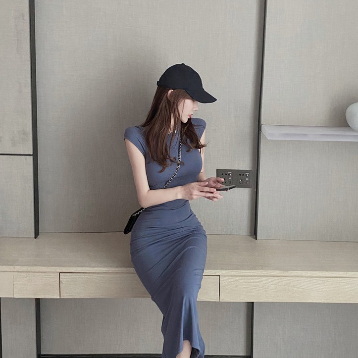 Đầm Thiết Kế Xẻ Tà Phong Cách Retro Pháp Thời Trang Cho Nữ