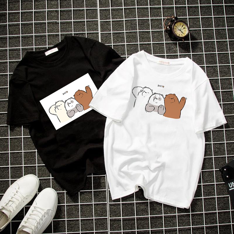 Áo thun unisex form rộng 3 chú gấu đáng yêu thời trang cá tính vải dày mịn 2019T1371