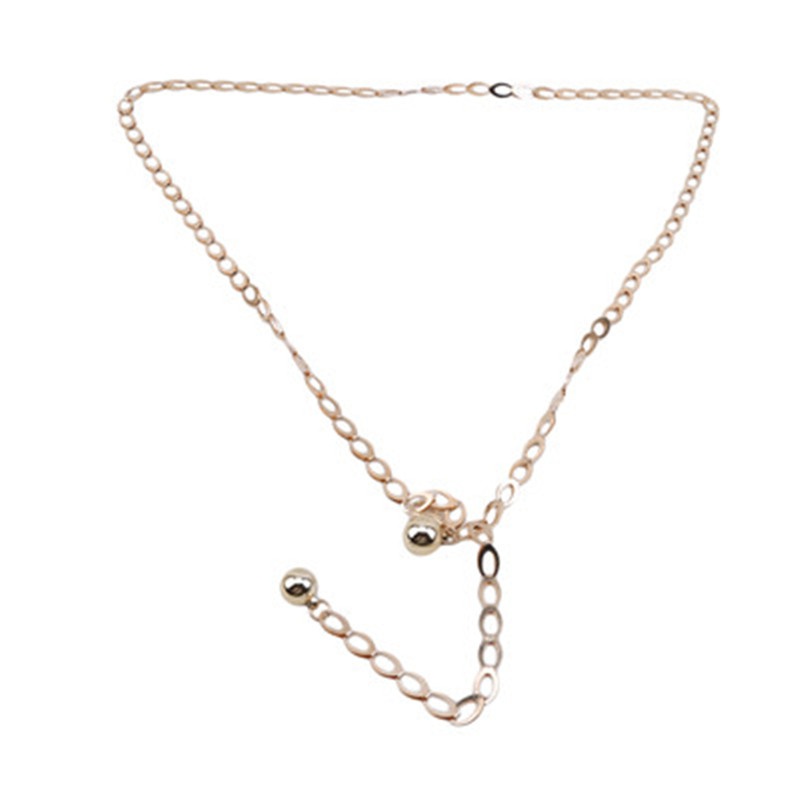 Thắt lưng dây xích bằng kim loại màu vàng/ bạc lưng cao thời trang cho nữ