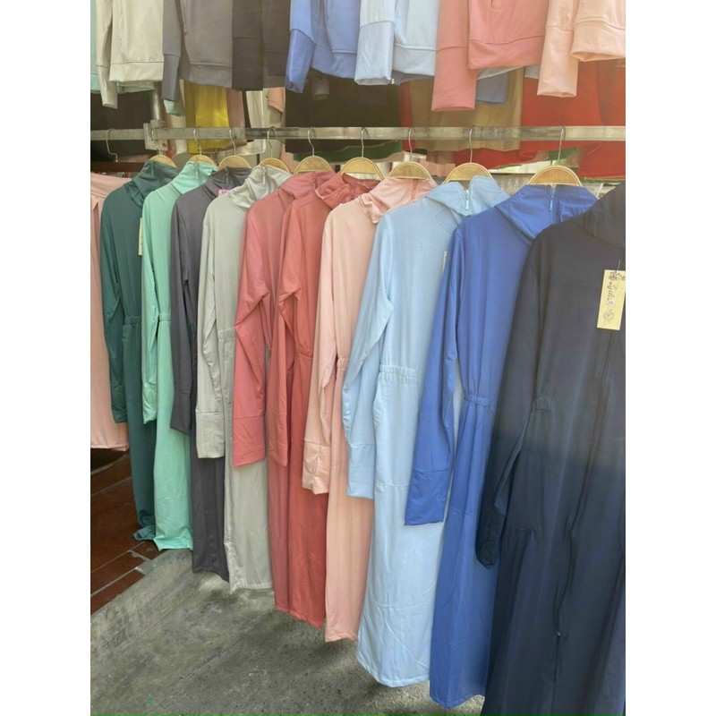 Áo chống nắng toàn thân ⚡ VẢI KIM CƯƠNG ⚡ Áo chống nắng choàng cao cấp, dáng dài chất mát có khóa túi tiện lợi | BigBuy360 - bigbuy360.vn