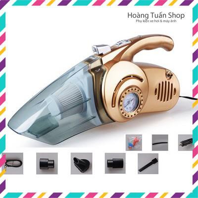 Máy hút bụi 4 in 1 kiêm bơm lốp xe hơi ô tô có đèn pin đo áp suất lốp hút được cả khô và ướt