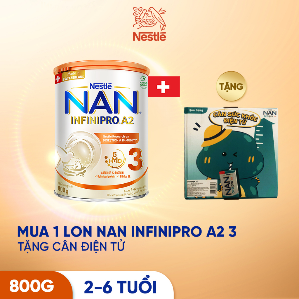 [Tặng Cân điện tử] Sữa Bột Nestlé NAN INFINIPRO A2 bước 3 800g