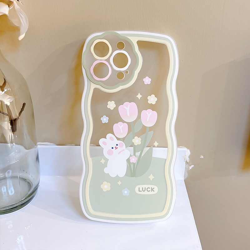 Ốp Điện Thoại Hình Thỏ Và Hoa Dễ Thương Cho iphone 7 / 7plus / 8 / 8plus / xs / 11 / 12 / 13 / 14 / pro / max / plus / promax